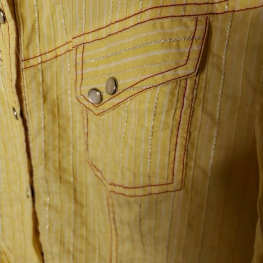 Georg Roth Yellow Button Down Shirt with Floral Accents - Picture 7 of 9